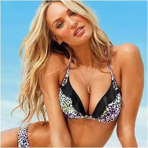 Victoria's Secret 2012 Bombshell Neon Animal Print Extra Lift Bikini Top 32C - Picture 1 of 11